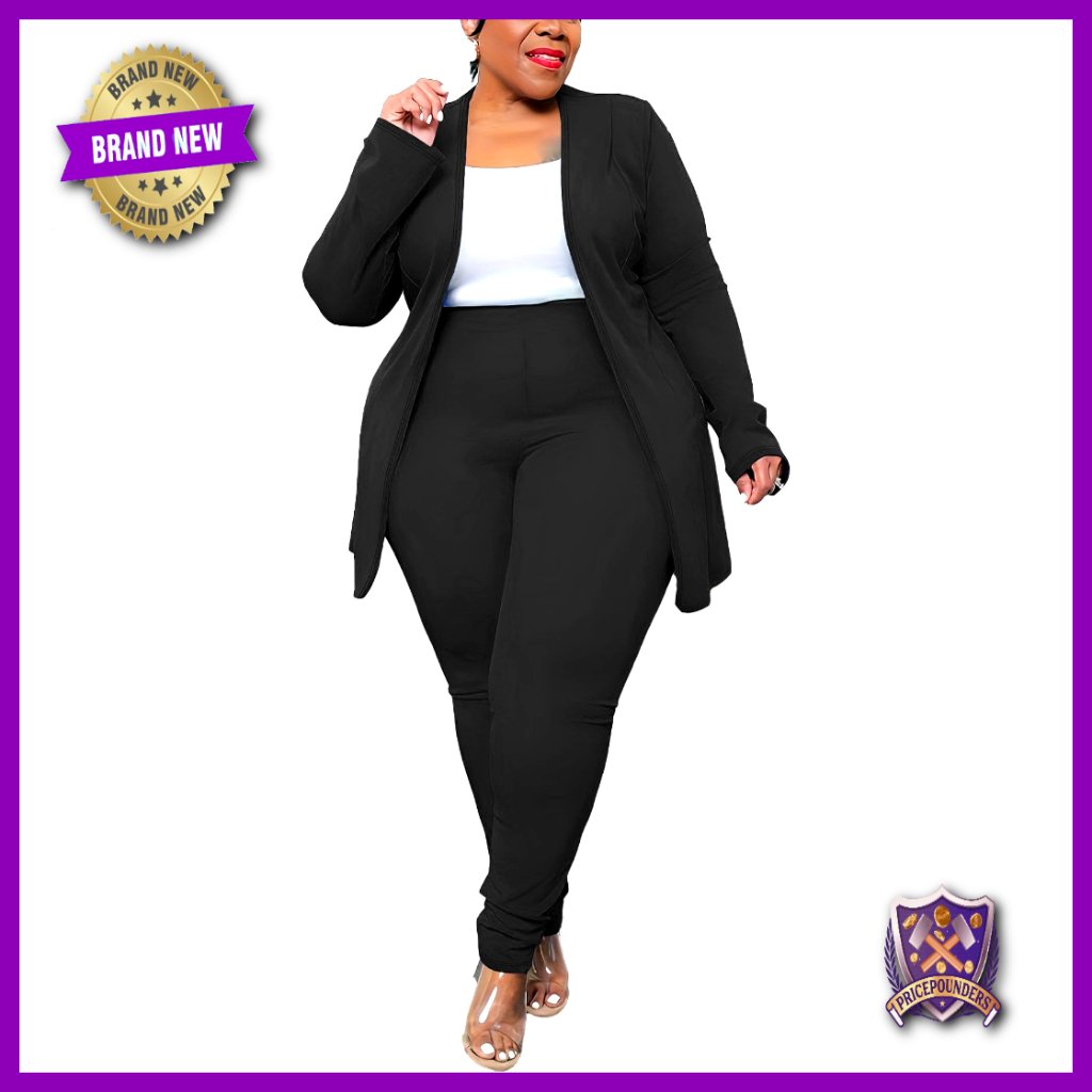 Plus Size 2-Piece Blazer Pantsuit Set Business Loungewear Office Wear